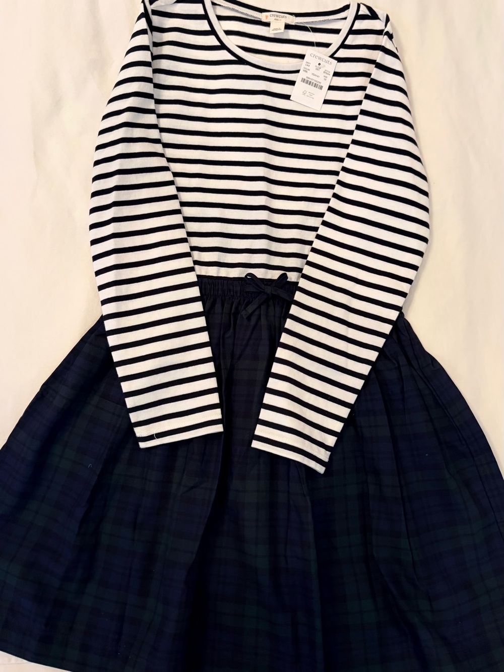 Crewcuts Girls Size 10 Stripe and Plaid Long-Sleeve Dress